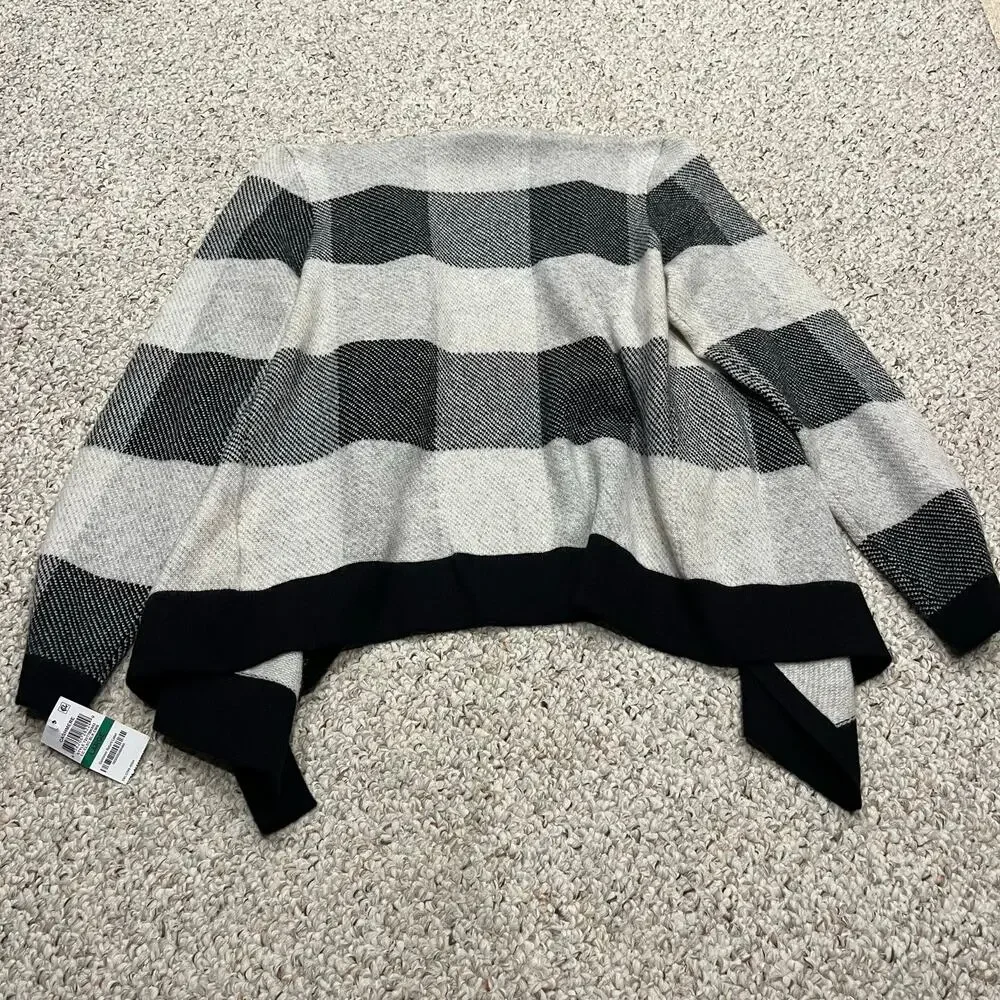 NEW Charter Club Cashmere Open Front Cardigan Plaid L Quiet Luxury Preppy Casual